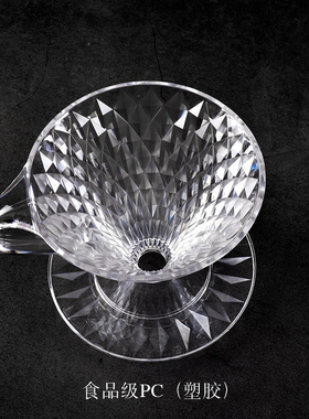 V60手冲咖啡滤杯漏斗过滤器锥形咖啡杯滴漏式咖啡器具加厚PC塑胶