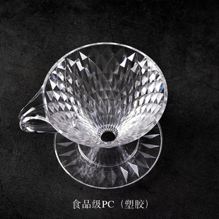 V60手冲咖啡滤杯漏斗过滤器锥形咖啡杯滴漏式 咖啡器具加厚PC塑胶