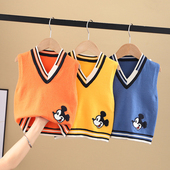 儿童毛线背心男童学院风V领坎肩2小童宝宝毛衣春秋款 女童针织马甲