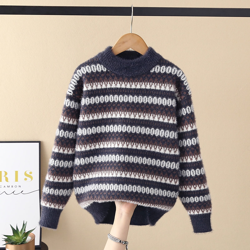 水貂绒男童毛衣条纹秋冬装儿童毛线衣男孩针织衫上衣中大童初中生,童装/婴儿装/亲子装,毛衣/针织衫,淘宝优惠券,粉丝福利购,淘宝优惠卷