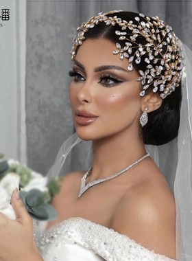 潮流高级新娘婚纱配饰头饰发箍压发手工镶钻水钻发饰HP414