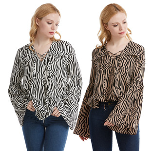 春夏宽幅袖子女宽松竖条纹显高挑气质洋气百搭都市衬衫上衣CS518