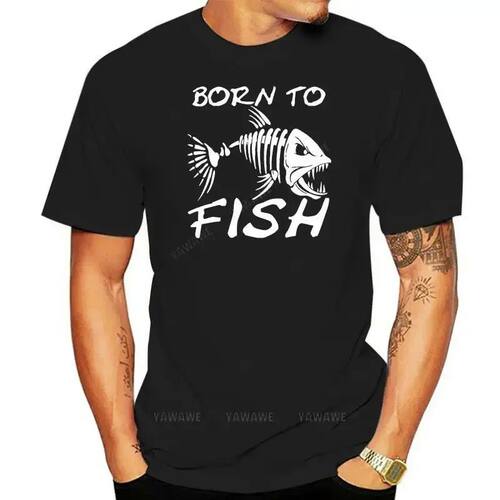 Born to Fish T-shirt angling carp fly sea fishing rod for bi