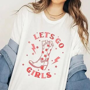 Lets Go Girls Retro Style Western Graphic Tees Summer Short