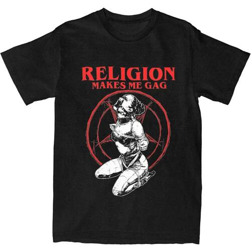Religion Makes Me Gag T-Shirt Summer Satan Nun Vintage T-Shi