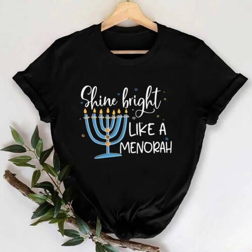 Shine Bright Like A Menorah Shirt Jewish Hanukkah T-shirt Ch