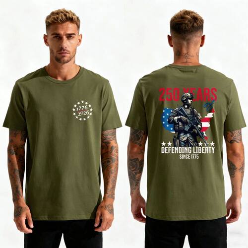 American Flag Soldier 250 Years Defending Liberty Men T-Shir