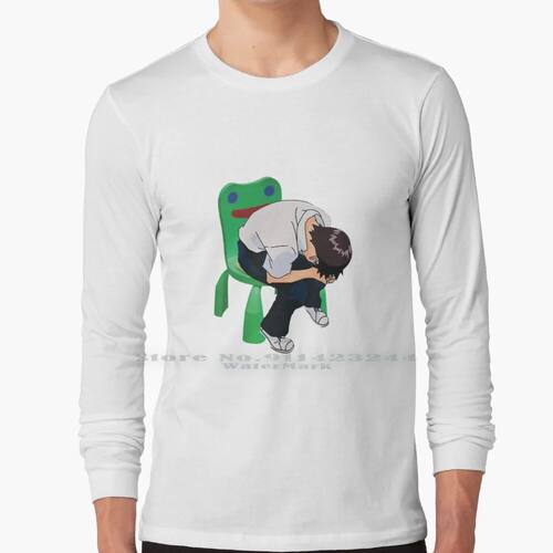 Shinji Ikari In The Froggy Chair 100% Cotton Long Sleeve T S