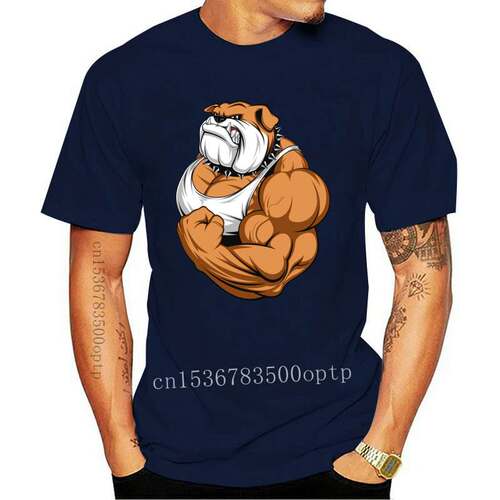 New Cool Workout Shirts Men T-shirt Muscle Shar Pei Printed