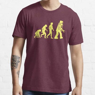 New Sheldon Robot Evolution T-Shirt Cotton Men Tee Shirt Dog