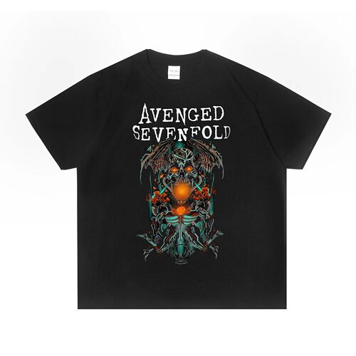 2025 Men Women Avenged Sevenfold Rock Print T-shirt Round Ne