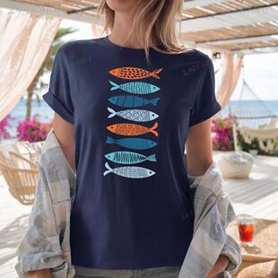 Sardines Fish Mediterranean Tomato Girl Coastal Woman Graphi