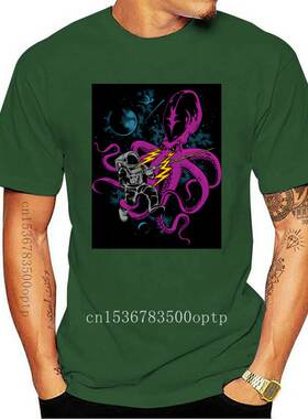 New Astronaut Battle Octopus Cosmic Men Whimsical Design Bla