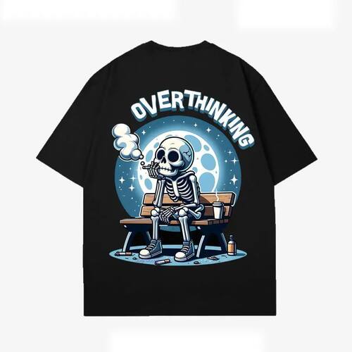 Cartoon Skull Print Heavy Short-sleeved T-shirt Men's and Wo