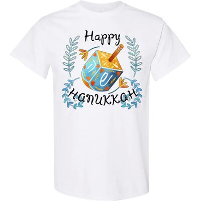 Happy Hanukkah Dreidel Shirt and Laurels Unisex Women T-Shir