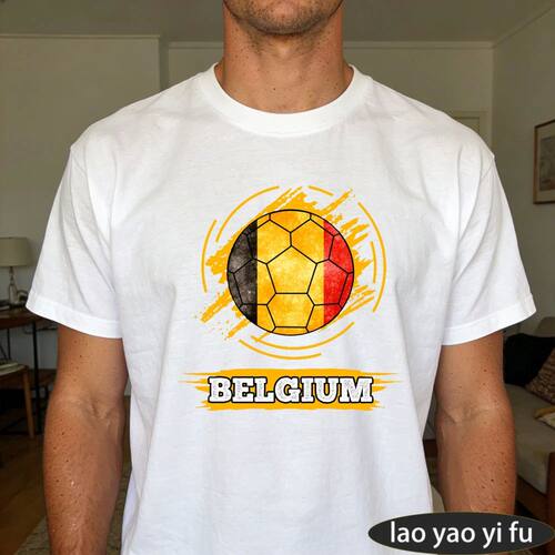 Street Style Belgium Soccer Graphic TShirt Men Summer Cotton