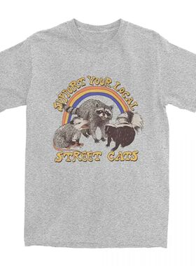 Street Cats Men's T-Shirt Humorous raccoon Women T-shirt Cot