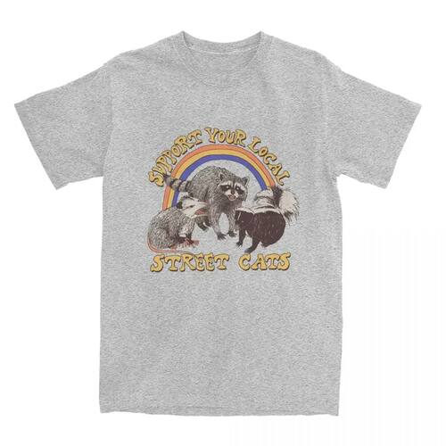 Street Cats Men's T-Shirt Humorous raccoon Women T-shirt Cot