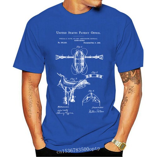 New Horse Riding Saddle Men Short Sleeve T-Shirt Patent Art
