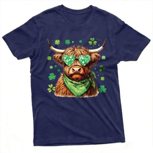 St Patrick's Day Highland Cow with Shamrock Sunglasses Print