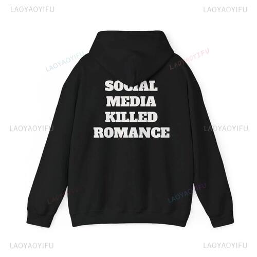 Social Media Killed Romance Simple Letters Woman Man Graphic