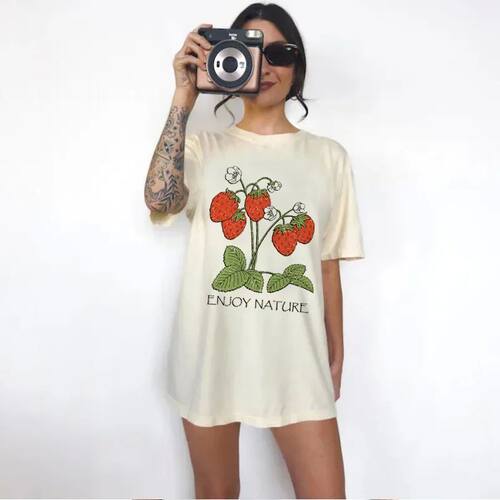 4177-Nature Strawberry Summer New Cartoon  T-shirts Harajuku