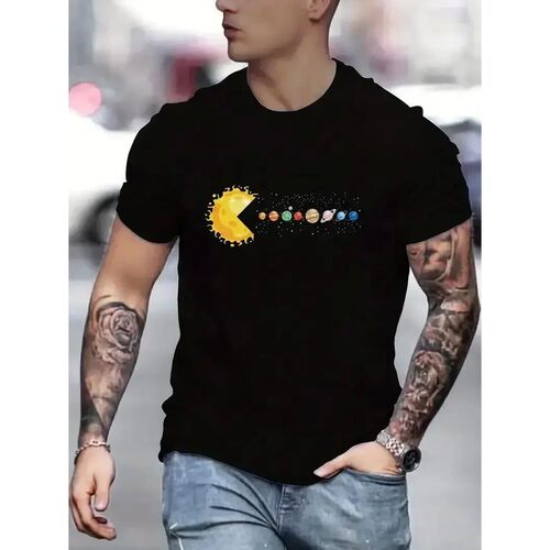 Solar System Planets Print Tees for Men Casual Quick Drying