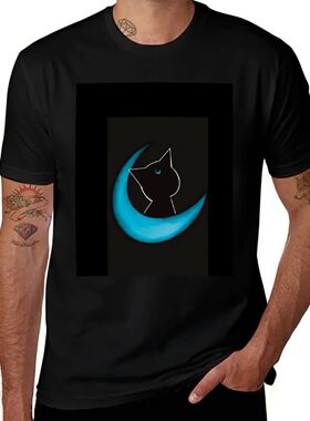 Moon Kitty aqua T-Shirt heavyweights hippie clothes anime st