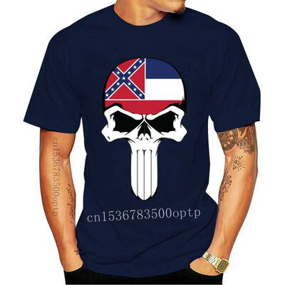 New Original Mississippi State Flag Skull T-Shirt Gift Funny