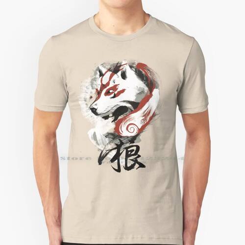 Wolf 100% Cotton T Shirt Cool Women Retro Painterly Okami Am