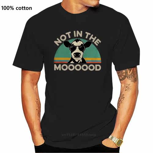 Cow Not In The Mood Vintage Men T-Shirt Black Cotton S-3Xl S