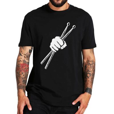 Mens tee-shirt Cool Drumsticks Logo T Shirt Drum Rock Music