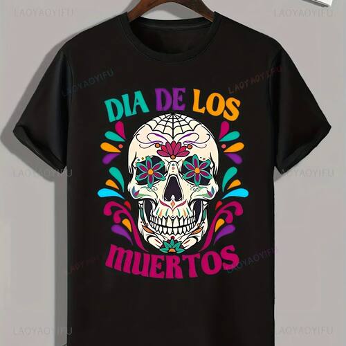 Mexican Day of The Dead ''DíA DE LOS MUERTOS'' Printed Tshi