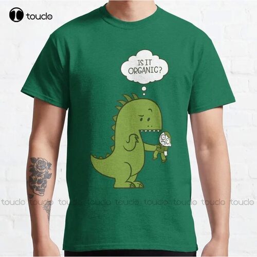 New Organic Dinosaur Classic Funny Cute T-Shirt Cotton Tee S