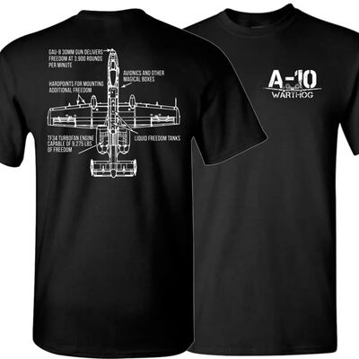 A10 Warthog Attacker Aircraft Freedom T-shirt. Summer Cotton