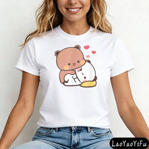 Cute Bubu Dudu Panda Bear Adorable Couple Love T-Shirt Graph