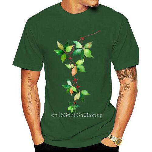 New Watercolor Art Vine 2021 Men Black Green T-shirt Summer
