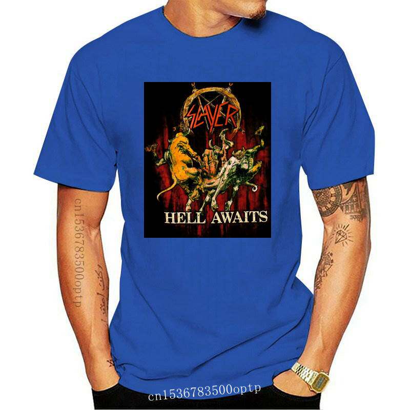 New Slayer Hell Awaits Mens Black T Shirt 2021 Band Music Ad