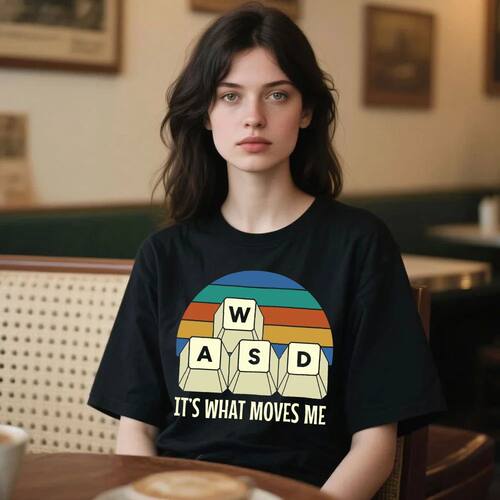Vintage WASD PC Gamer T-Shirt Classic Retro Design Short Sle