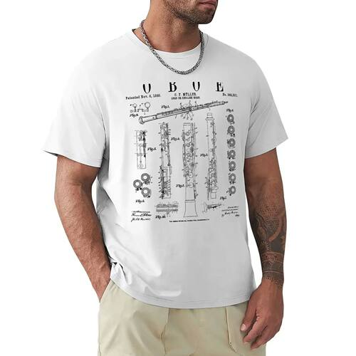 Oboe Vintage Patent Oboist Drawing Print T-shirt sports fans