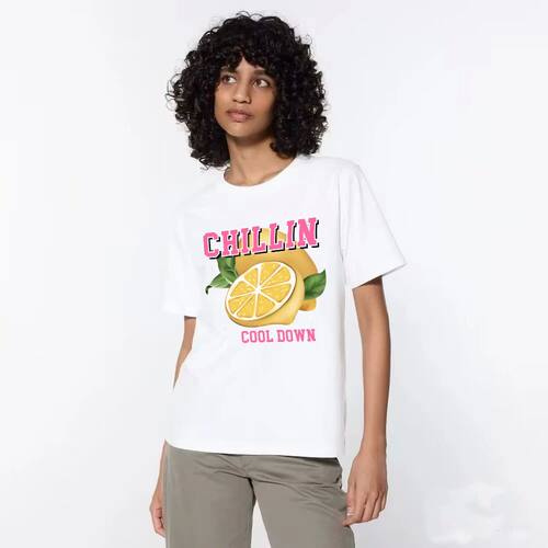 Chillin Orange Lemon Aesthetic Graphic Tees Women Oversized