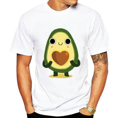 Cute Avocado Cartoon Print Women Tshirt 100% Cotton Summer T