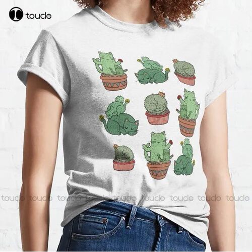 New Cactus Cats Classic T-Shirt Cotton Tee Shirt S-5Xl Gym?S