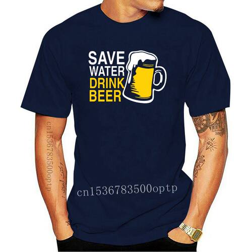 Fashion Save Water Drink Beer Mens Black T-shirt Cotton Casu