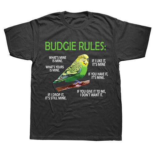 Funny Budgie Rules Parakeet Bird Budgerigar T Shirts Streetw