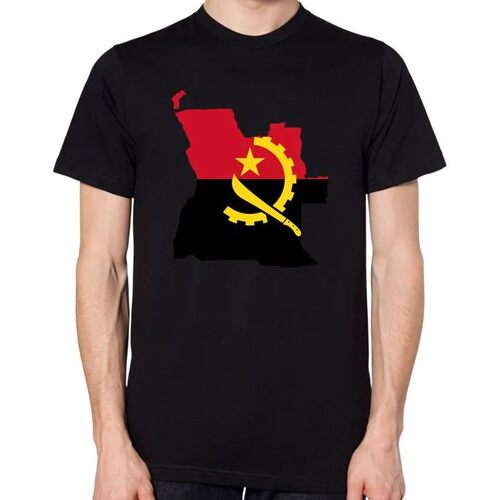 Angola Flag Map Man T-Shirt Woman Man Summer Funny Cotton Gr