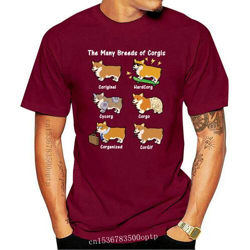 Cute The many breeds of Corgis Cartoon Funny t shirt Custom