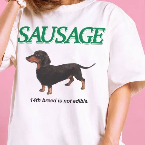 Sausage Dog Graphic T Shirt Oversized Korean Fashion Streetw
