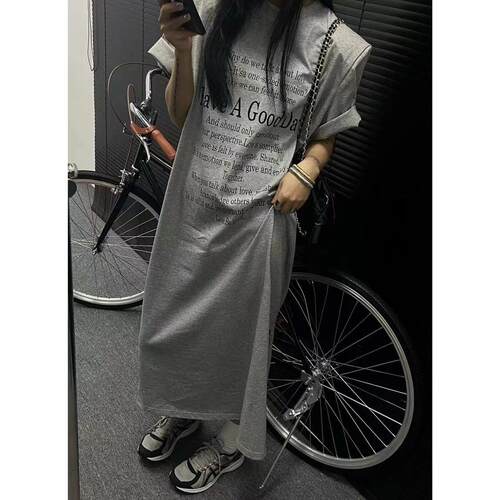 短袖t恤裙女过膝中长款懒人裙