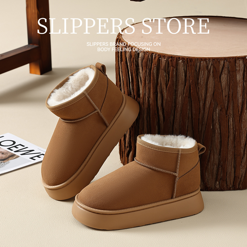 纯羊毛棉拖鞋女款冬季2025新款皮毛一体雪地靴厚底超保暖棉鞋女冬